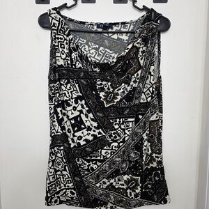 Chaps Black and White Women's Abstract Patten Shirt Size Large